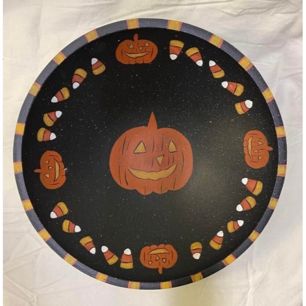 Trick or Treat Bowl Painted Halloween Decor Pumpkin Candy Corn